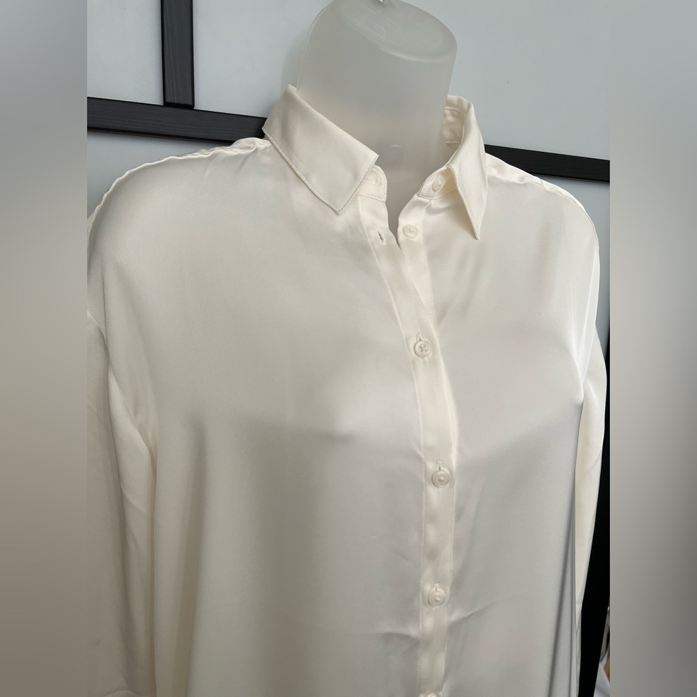 BUNDLE NWOT Express Oversized Satin Black White Button Up Shirt Blouse XSmall - Picture 10 of 15